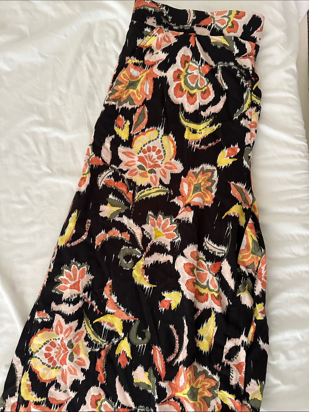 torrid Black Maxi Skirt with Pink, Orange & Yellow Floral Design